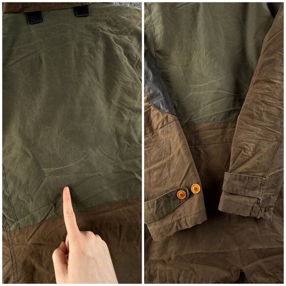 Barbour GAME PARKA Waxed Jacket Fleece Lined Small Brown Green Hooded Winter - Picture 15 of 16
